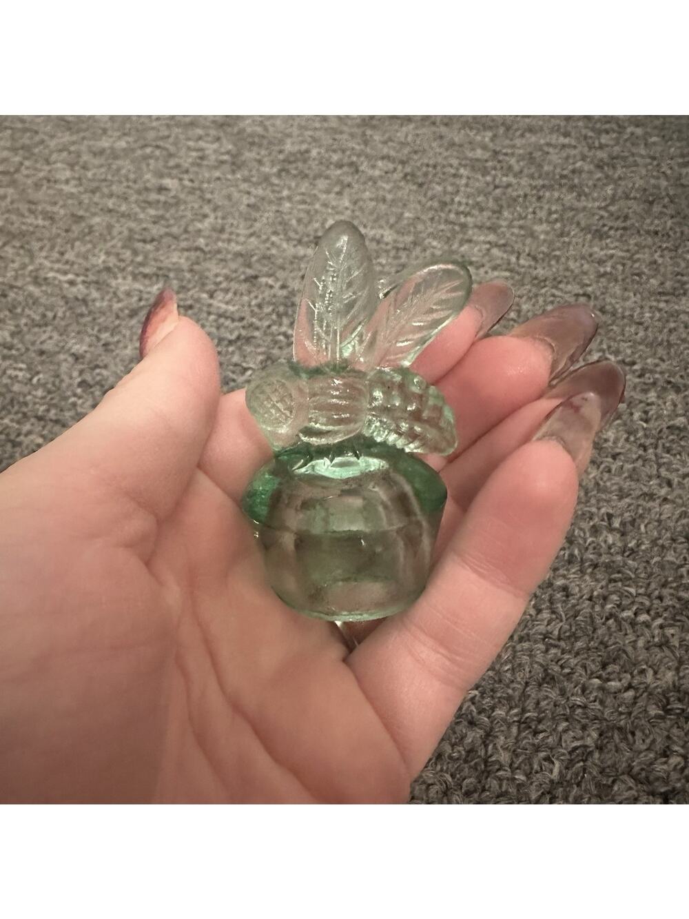 Antique Bee Wasp Fly Catcher Teal Green Stopper Topper Jar